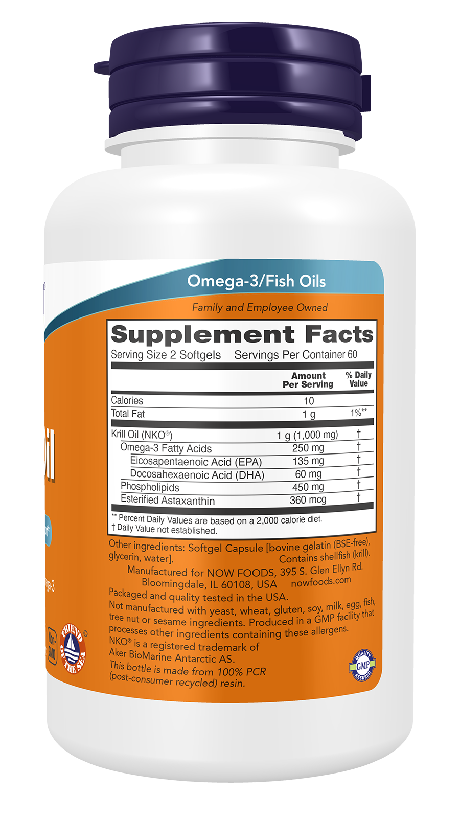 NOW Supplements, Krill Oil 500 mg, Phospholipid-Bound Omega-3, 120 Softgels