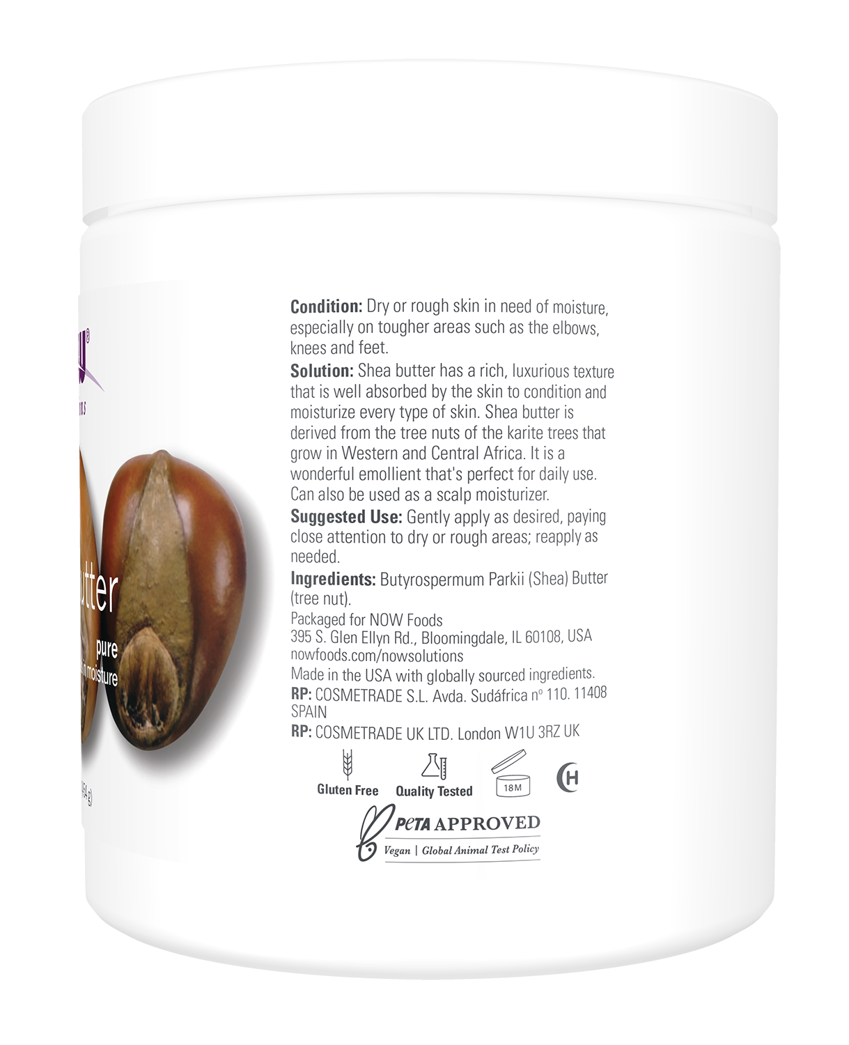 NOW Solutions, Shea Butter, Skin Emollient, Seals in Moisture, 16 oz