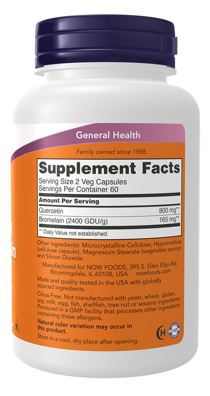 NOW Supplements, Quercetin with Bromelain, 120 Veg Caps