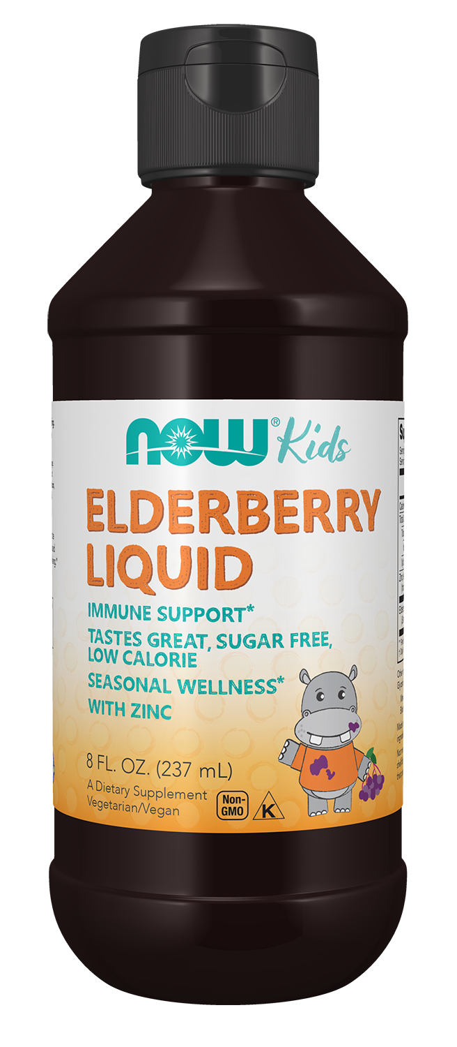 NOW Supplements, Liquid Elderberry for Kids with Zinc, 8 oz