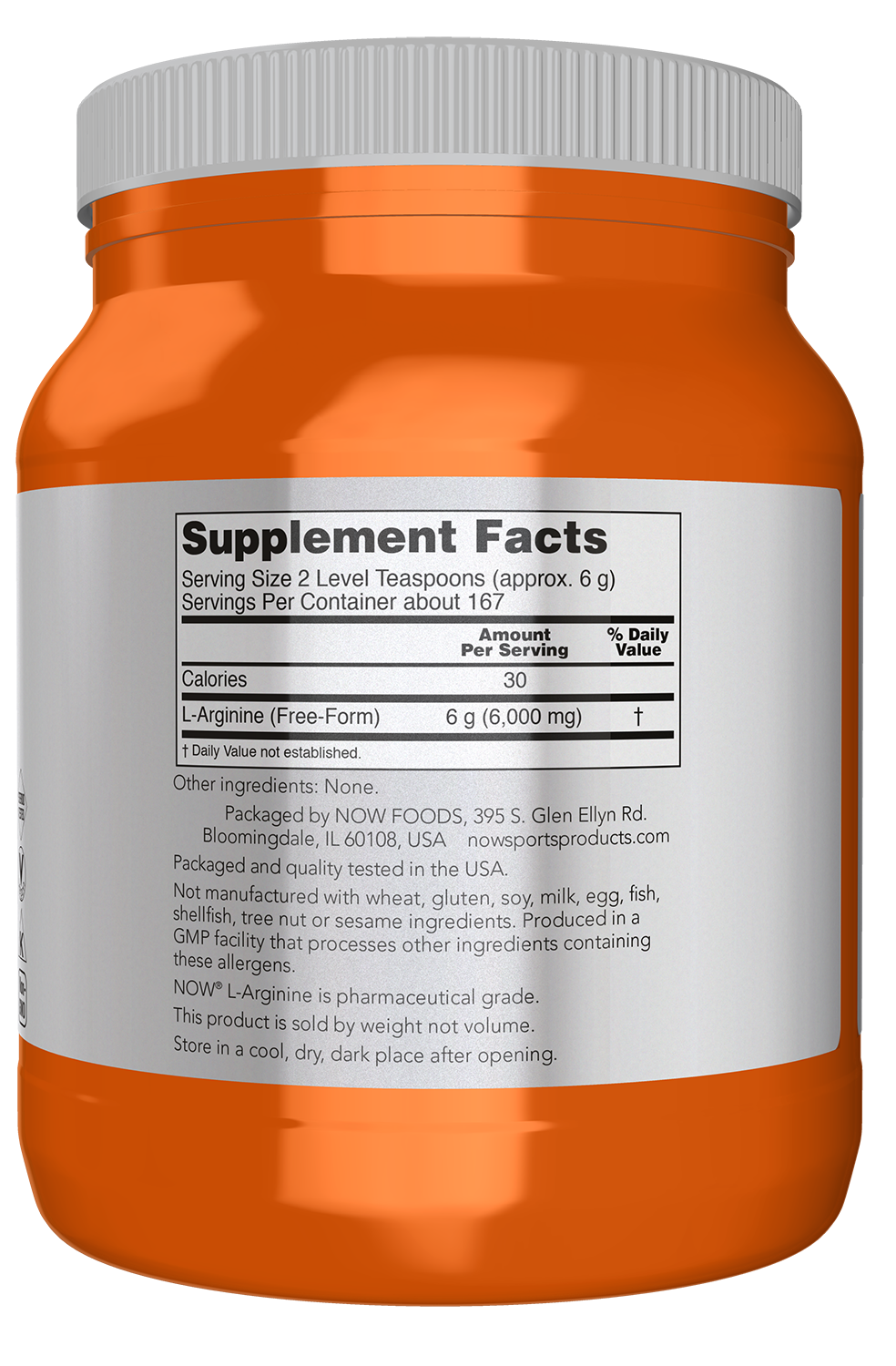 NOW Sports, L-Arginine Powder, Nitric Oxide Precursor*, Amino Acids, 2.2 lb