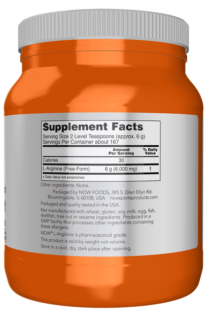 NOW Sports, L-Arginine Powder, Nitric Oxide Precursor*, Amino Acids, 2.2 lb