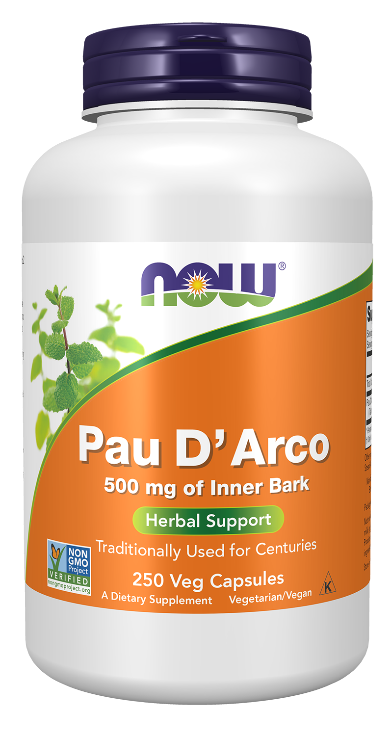 NOW Supplements, Pau D'Arco (Tabebuia heptaphylla) 500 mg, Herbal Support, 250 Veg Capsules