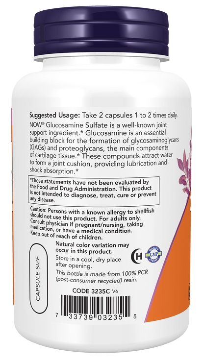NOW Supplements, Glucosamine Sulfate 750 mg, 120 Veg Capsules