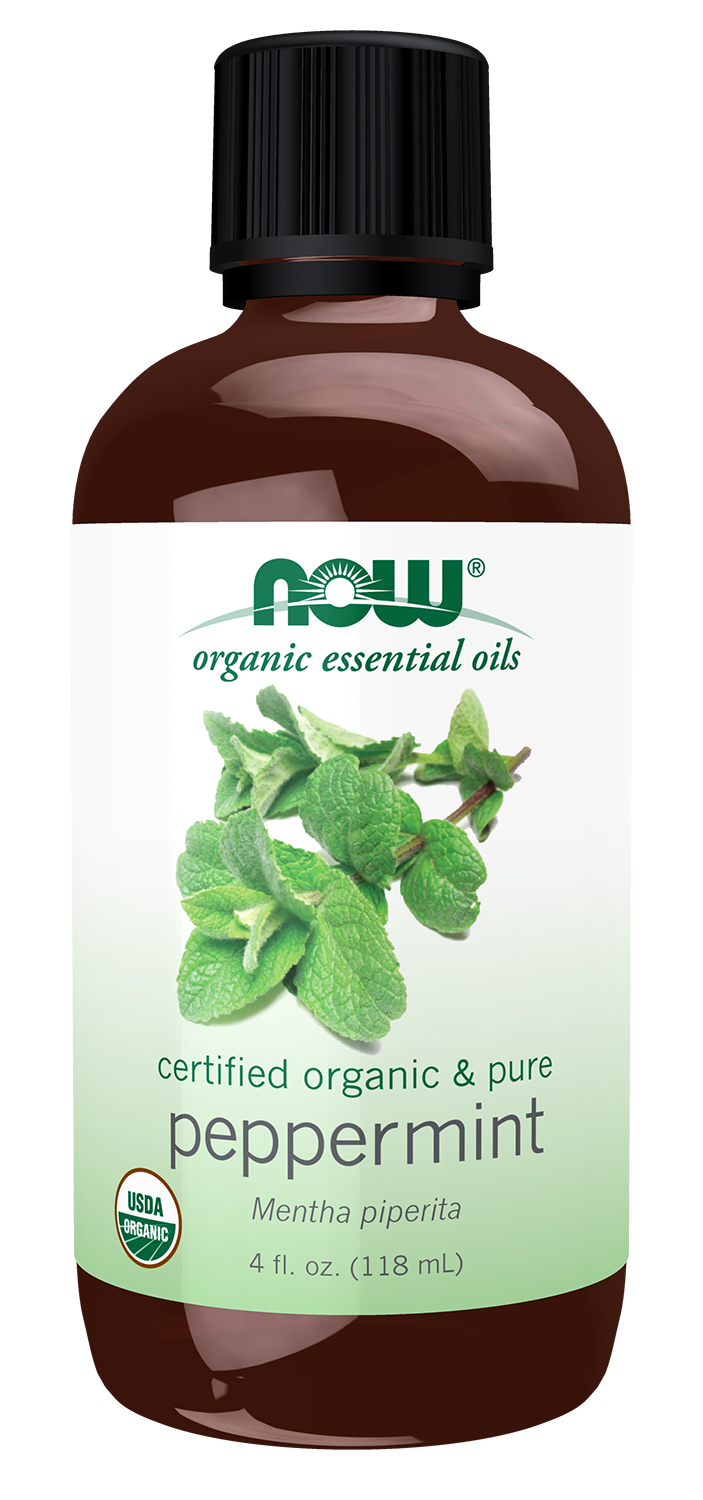 NOW Essential Oils, Organic Peppermint Oil, Steam Dist., Undiluted,4 fl. oz