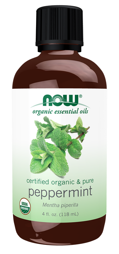 NOW Essential Oils, Organic Peppermint Oil, Steam Dist., Undiluted,4 fl. oz
