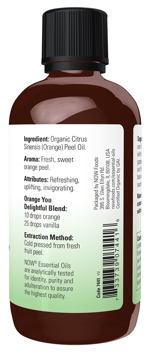 NOW Essential Oils, Organic Orange Oil, Cold Pressed, Undiluted, 4 fl. oz