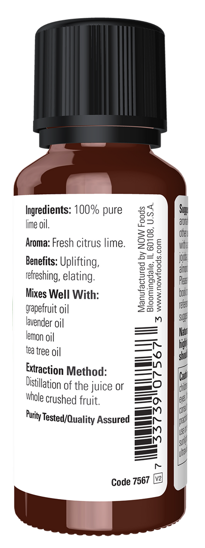 NOW Essential Oils, Lime Oil, Undiluted, Steam Distilled, 1 fl. oz