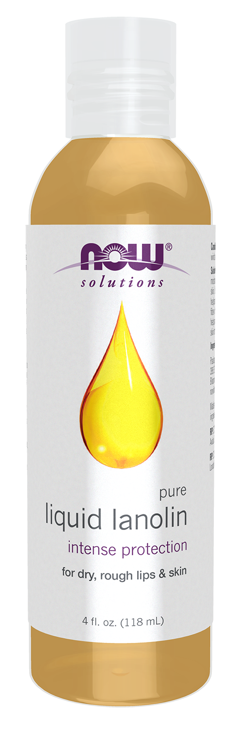 NOW Solutions, Liquid Lanolin, For Dry Rough Lips and Skin, 4 fl. oz