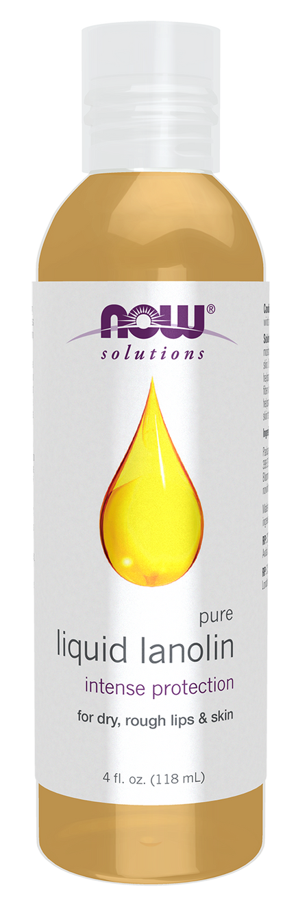 NOW Solutions, Liquid Lanolin, For Dry Rough Lips and Skin, 4 fl. oz