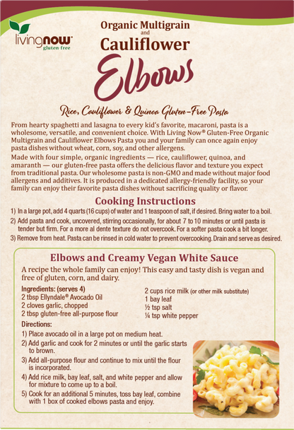 NOW Foods, Organic Multigrain and Cauliflower Elbows, Gluten Free, 8 oz