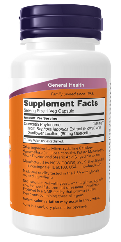 NOW Supplements, Quercetin Phytosome 250 mg, 90 Veg Caps