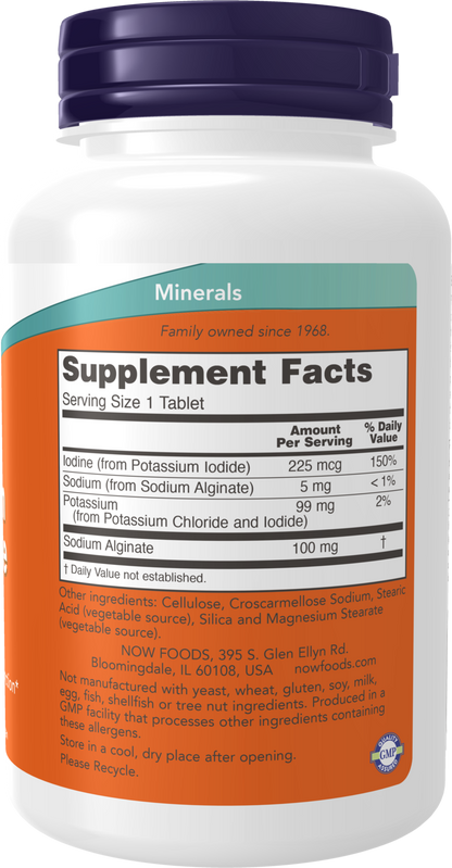 NOW Supplements, Potassium plus Iodine, Thyroid Support*, 180 Tabs