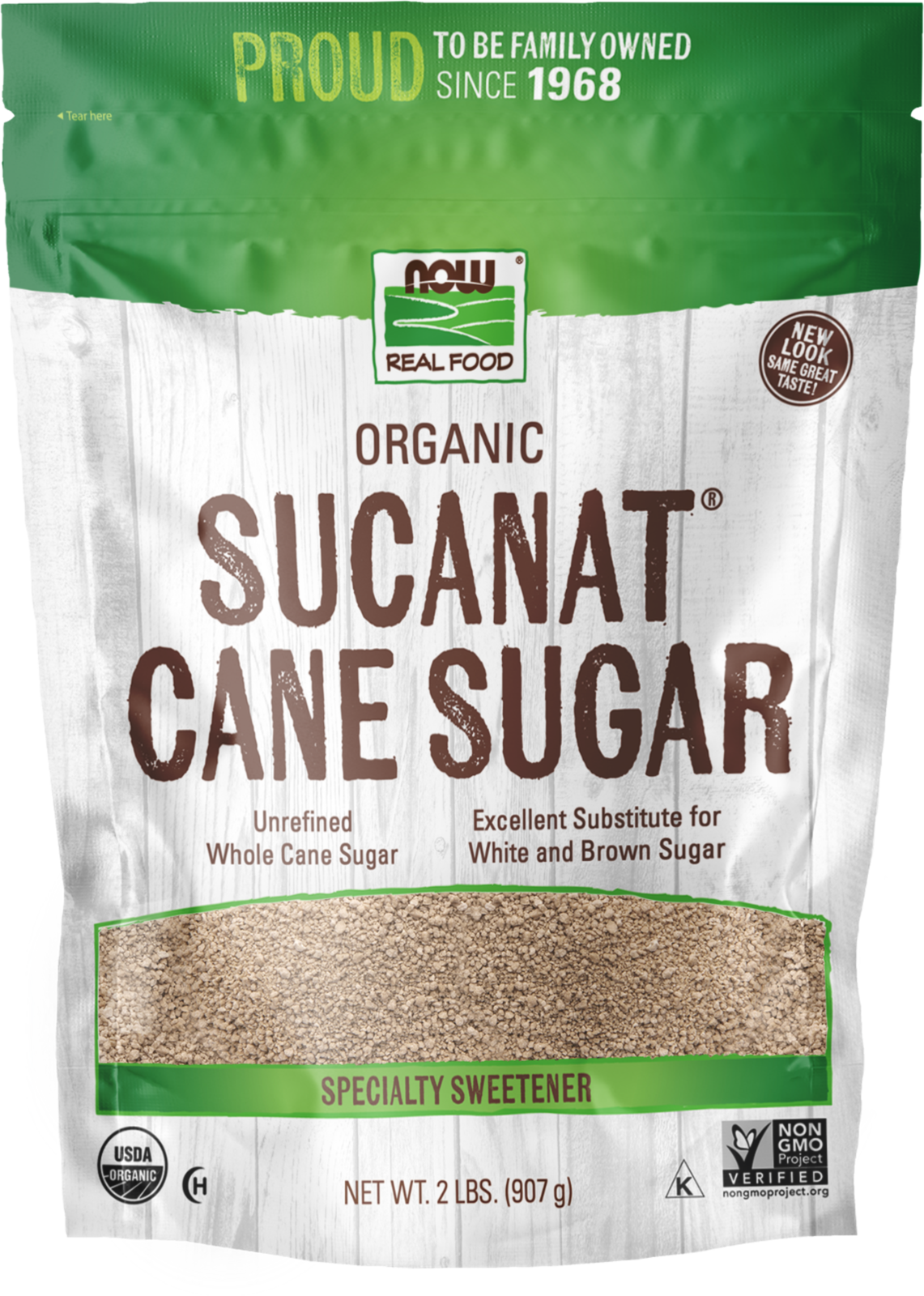 NOW Foods, Certified Organic Sucanat® Cane Sugar, 2 lbs