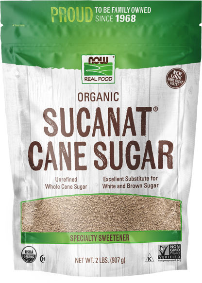 NOW Foods, Certified Organic Sucanat® Cane Sugar, 2 lbs