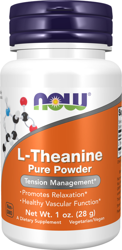NOW Supplements, L-Theanine Pure Powder, Tension Management*, 1 oz