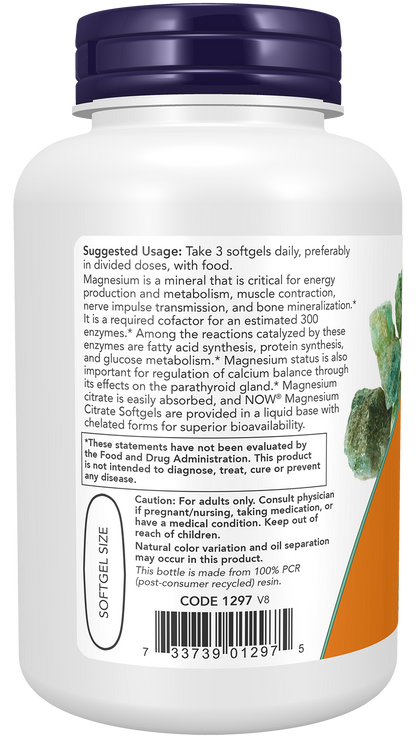NOW Supplements, Magnesium Citrate, With Glycinate & Malate, 90 Softgels