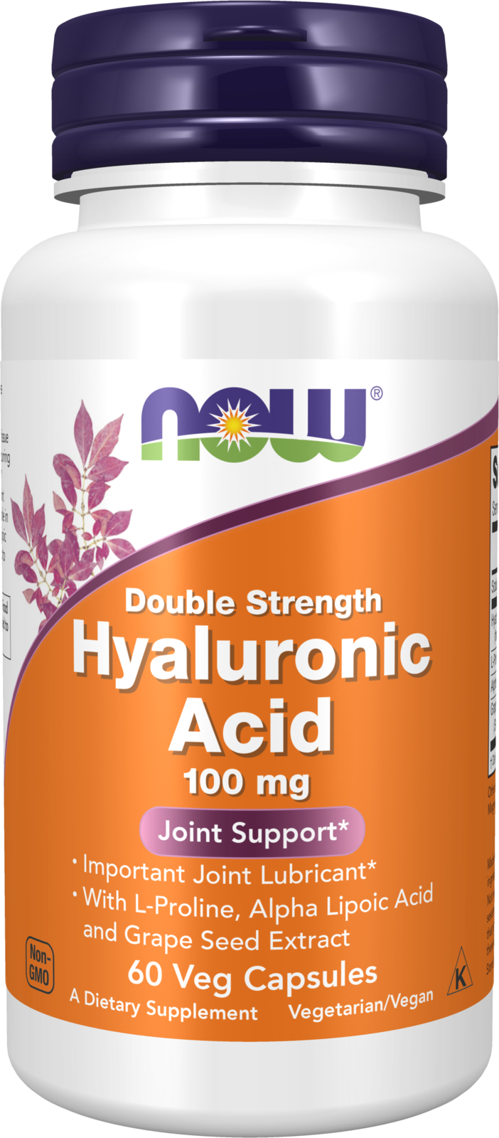 NOW Supplements, Hyaluronic Acid 100 mg, Double Strength, 60 Veg Caps