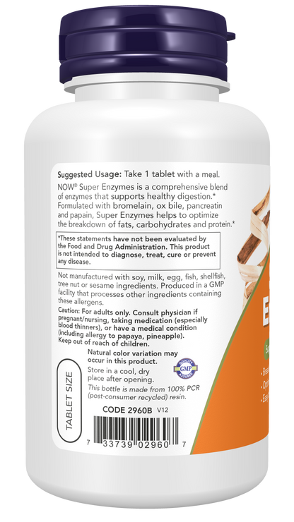 NOW Supplements, Super Enzymes, Bromelain, Ox Bile, Pancreatin, 90 Tabs