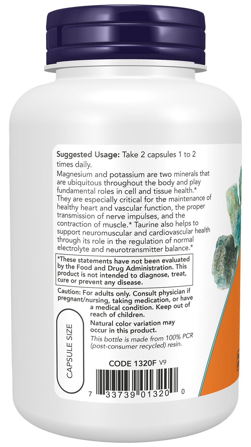 NOW Supplements, Magnesium & Potassium Aspartate with Taurine, 120 Veg Caps