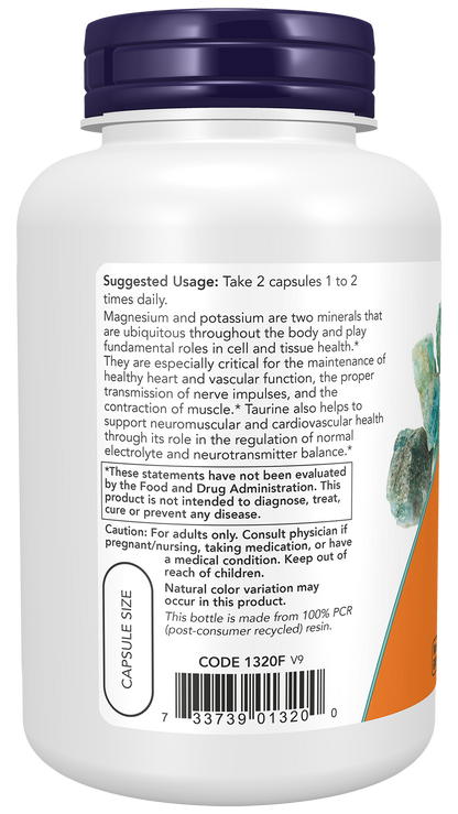 NOW Supplements, Magnesium & Potassium Aspartate with Taurine, 120 Veg Caps