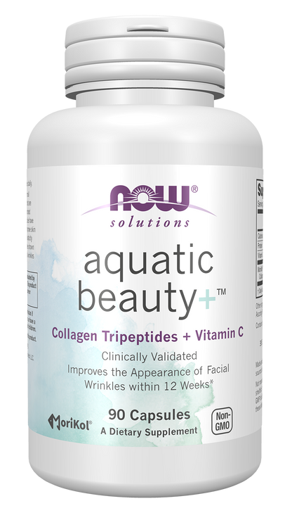 NOW Solutions, Aquatic Beauty+™, Marine Collagen and Vitamin C, 90 Caps