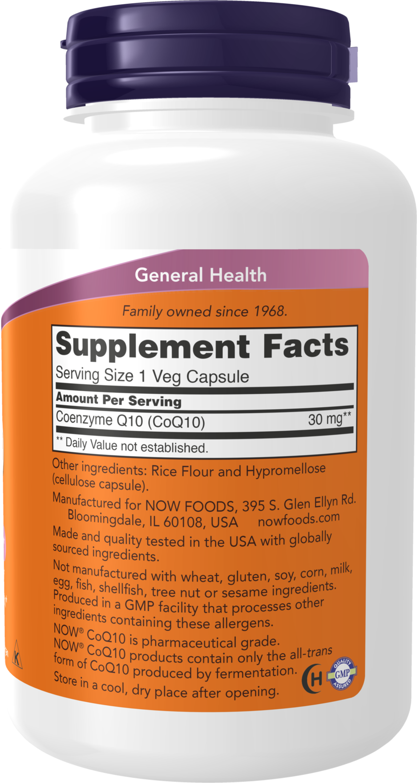NOW Supplements, CoQ10 30 mg, Pharmaceutical Grade, 240 Veg Caps