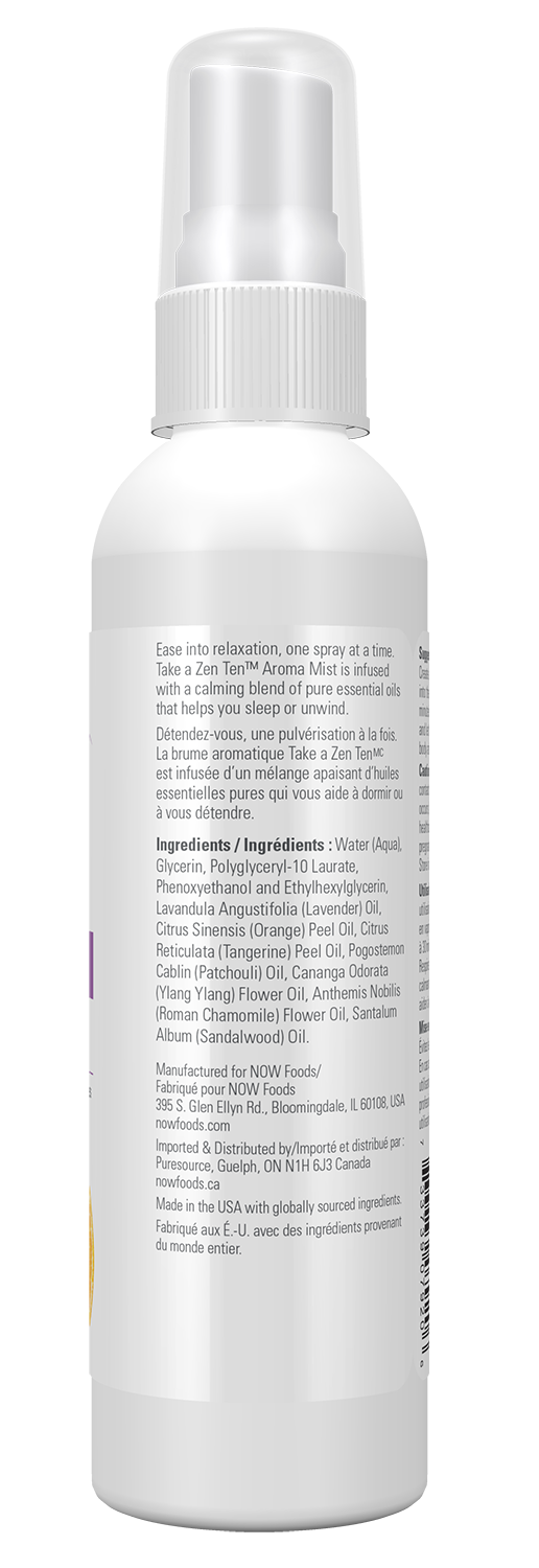 NOW Essential Oils, Take A Zen Ten™ Relaxing Aroma Pillow Mist, 4 fl. oz