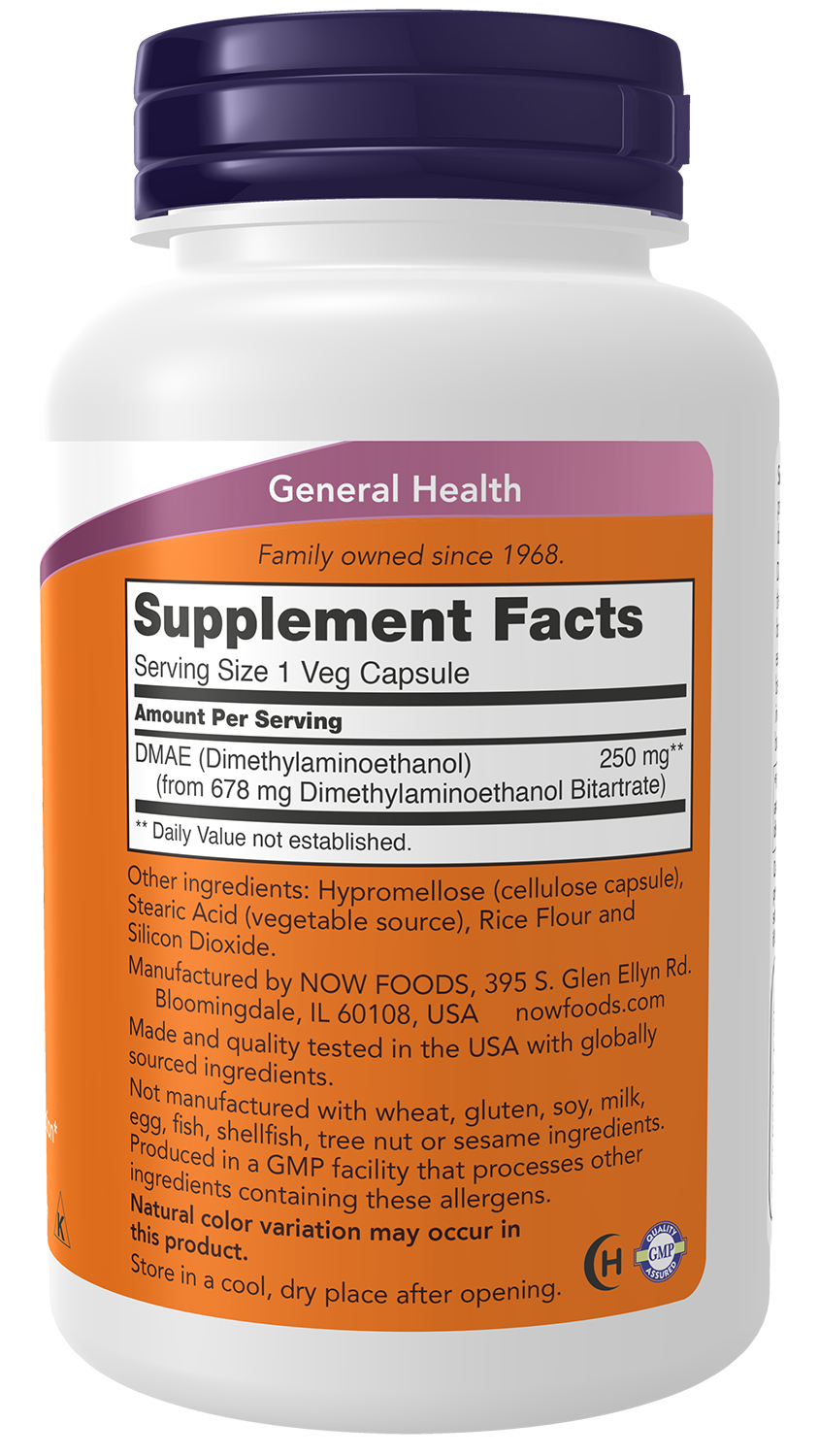 NOW Supplements, DMAE 250 mg, Healthy Brain Function*, 100 Veg Caps
