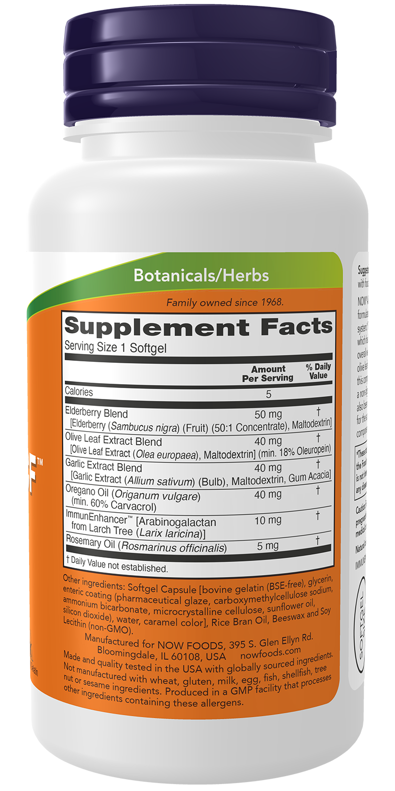 NOW Supplements, AlliBiotic CF™, Garlic, Elderberry & Oregano, 60 Softgels