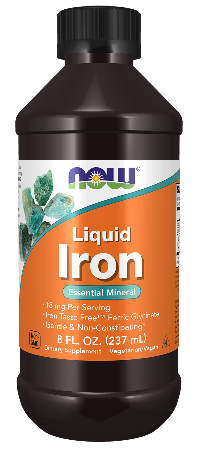 NOW Supplements, Iron Liquid 18 mg per serving, Non-Constipating*, 8 oz