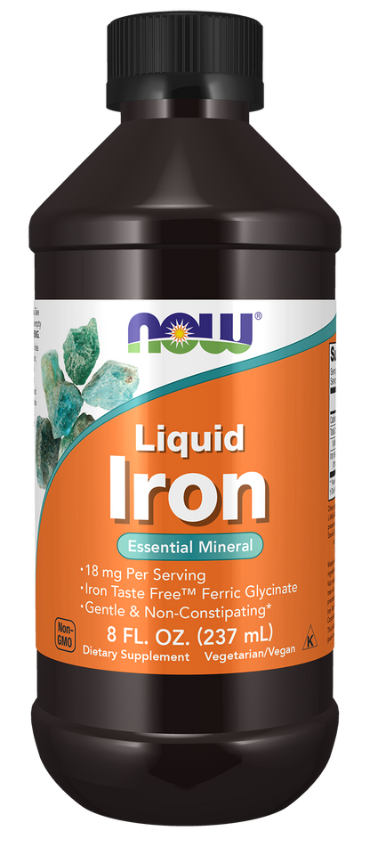 NOW Supplements, Iron Liquid 18 mg per serving, Non-Constipating*, 8 oz