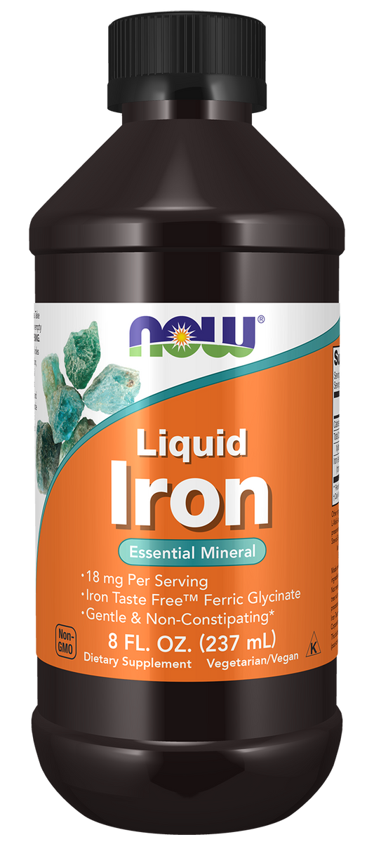 NOW Supplements, Iron Liquid 18 mg per serving, Non-Constipating*, 8 oz