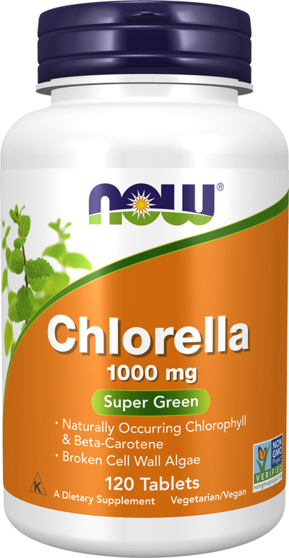 NOW Supplements, Chlorella 1,000 mg, Super Green, 120 Tabs