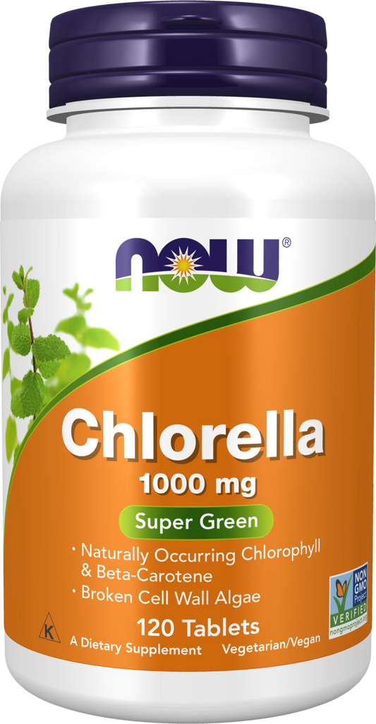 NOW Supplements, Chlorella 1,000 mg, Super Green, 120 Tabs