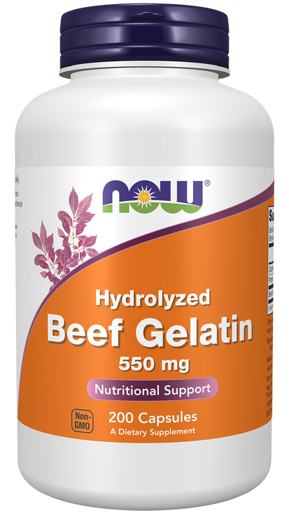 NOW Supplements, Beef Gelatin 550 mg, Hydrolyzed, 200 Caps