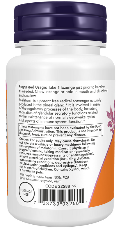NOW Supplements, Melatonin 3 mg, Healthy Sleep Cycle*, 90 Chewable Lozenges