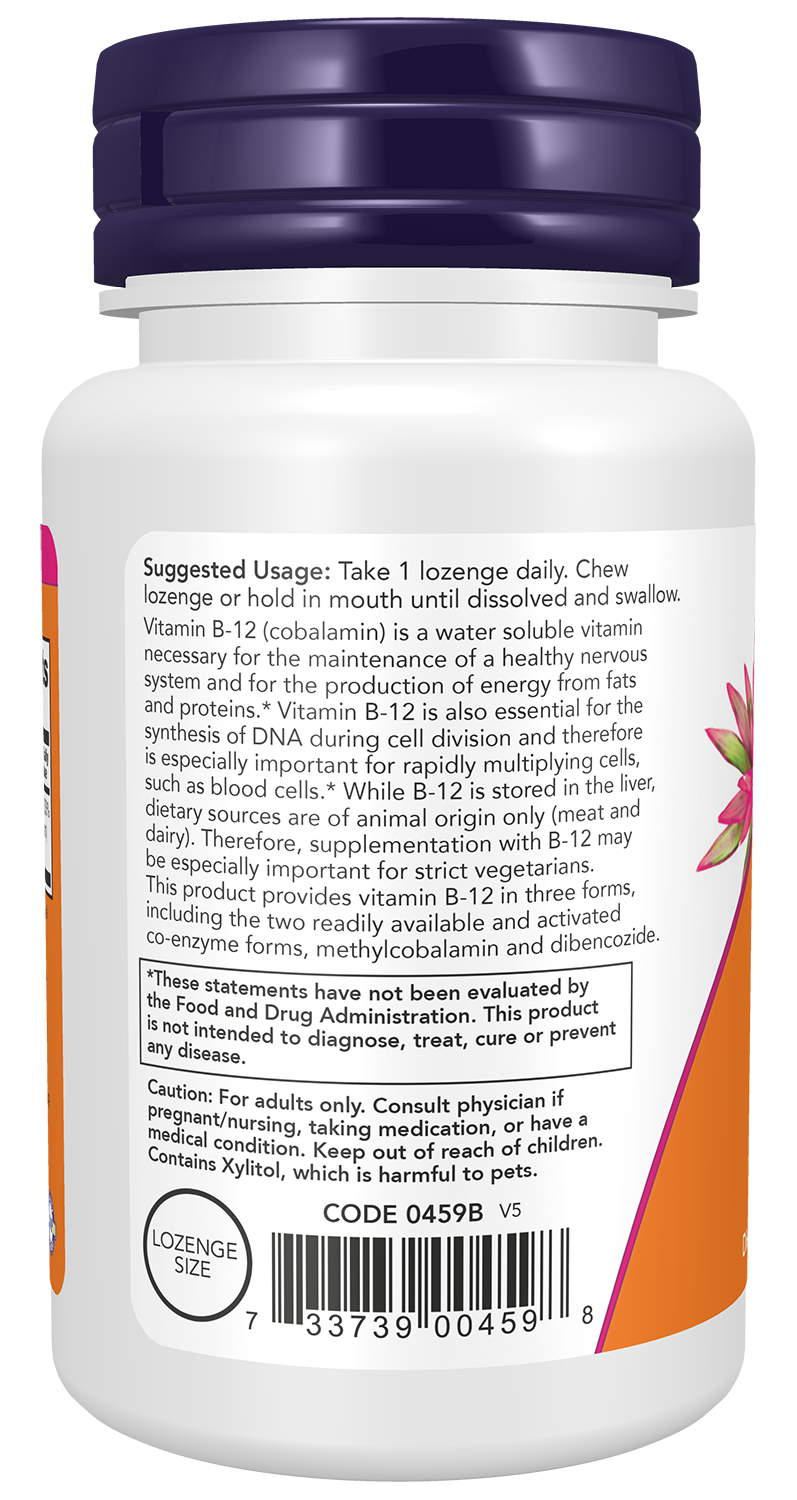 NOW Supplements, B-12 2,000 mcg, Energy Production*, 100 Lozenges