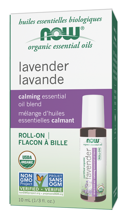 NOW Essential Oils, Organic Lavender Calming Roll-On, 10 mL