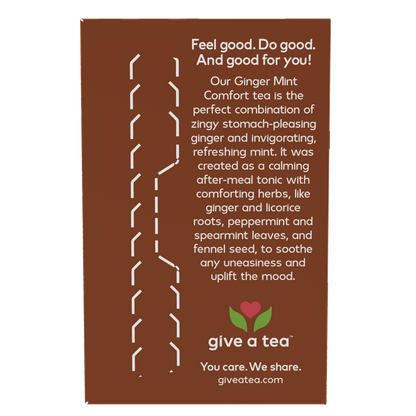 NOW Foods, Give a Tea® Ginger Mint Comfort Tea, Tummy-Pleasing, 24 bags
