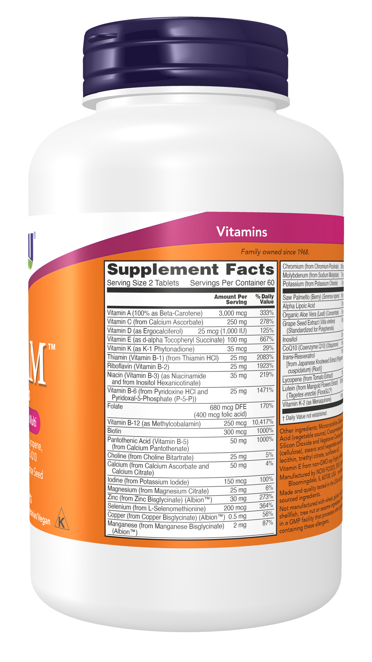 NOW Supplements, ADAM™ Men's Multivitamin, 120 Tabs