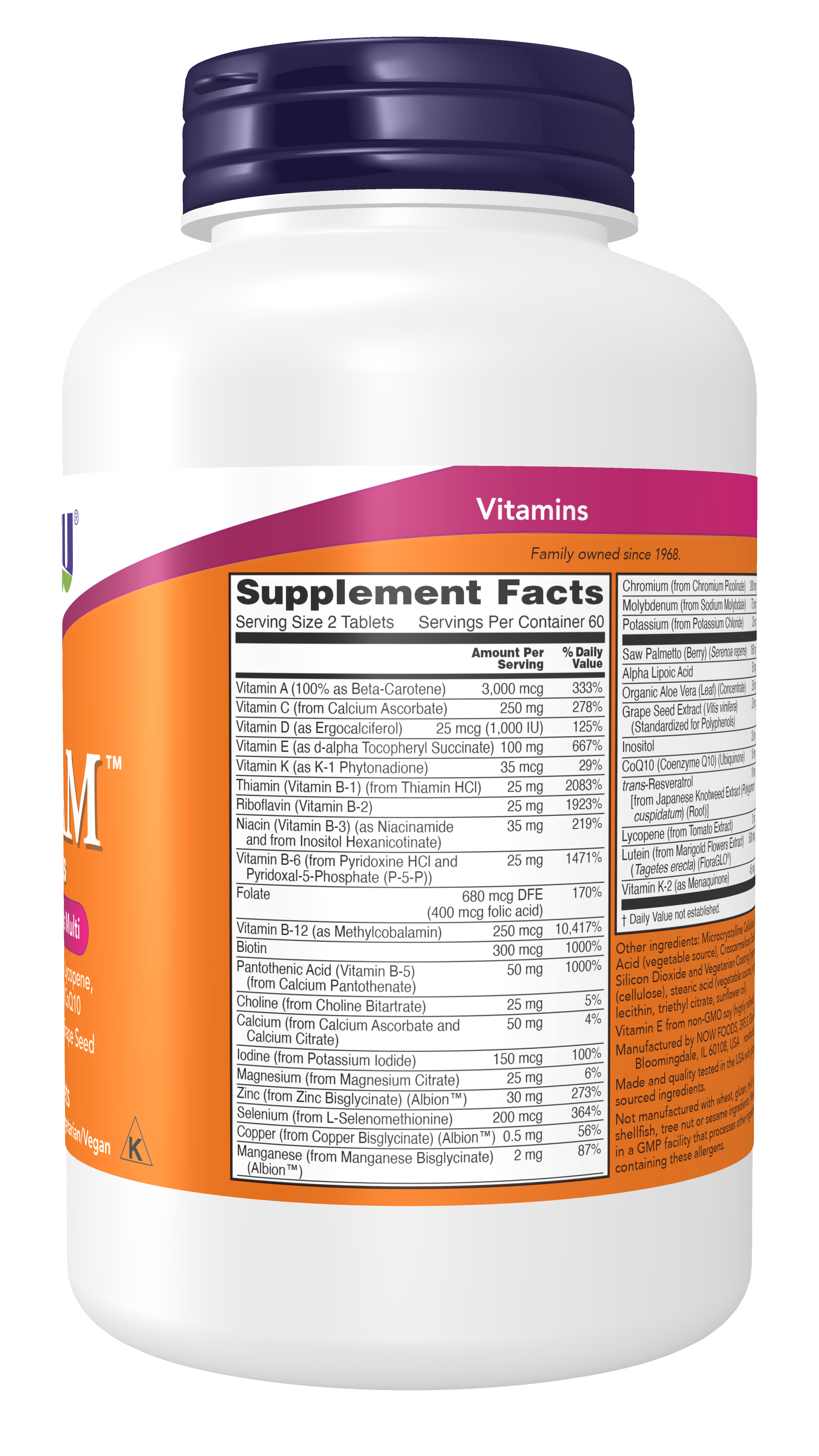 NOW Supplements, ADAM™ Men's Multivitamin, 120 Tabs