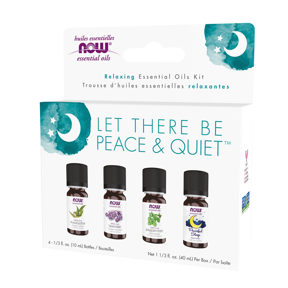 NOW Essential Oils, Let There Be Peace & Quiet Aromatherapy Kit, 4x 10 mL
