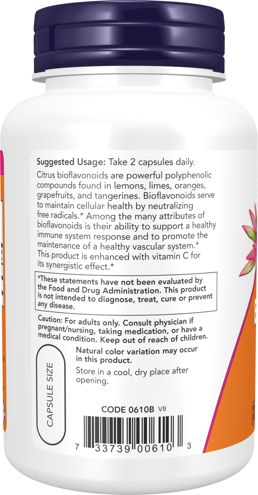 NOW Supplements, Citrus Bioflavonoids 700mg, Cell Defense*, 100 Veg Caps