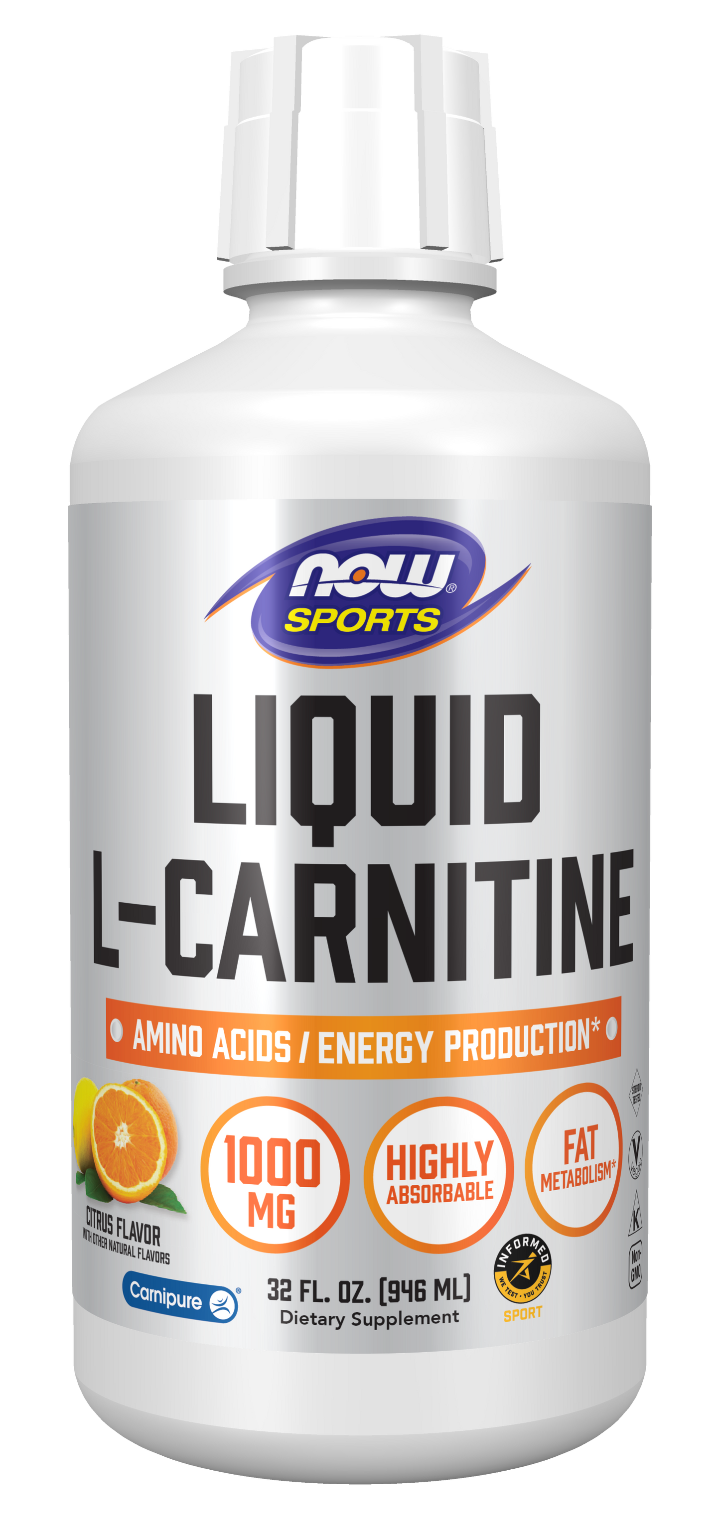 NOW Sports, L-Carnitine Liquid 1,000 mg, Citrus, 32 fl. oz