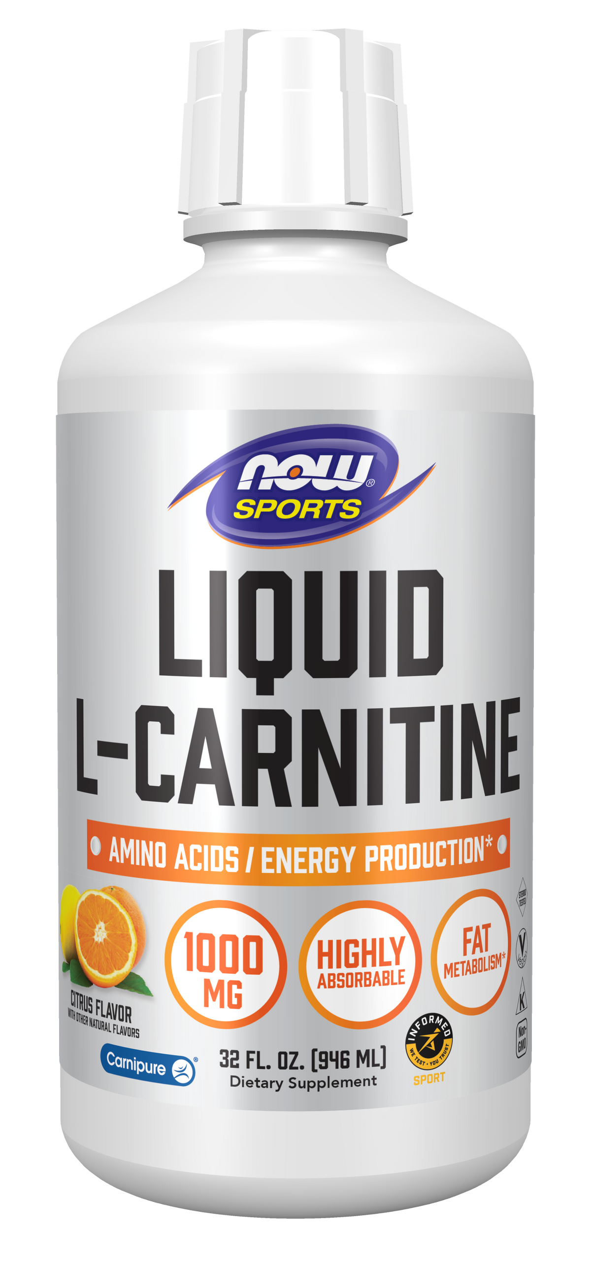 NOW Sports, L-Carnitine Liquid 1,000 mg, Citrus, 32 fl. oz