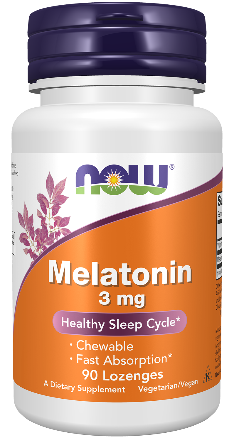 NOW Supplements, Melatonin 3 mg, Healthy Sleep Cycle*, 90 Chewable Lozenges