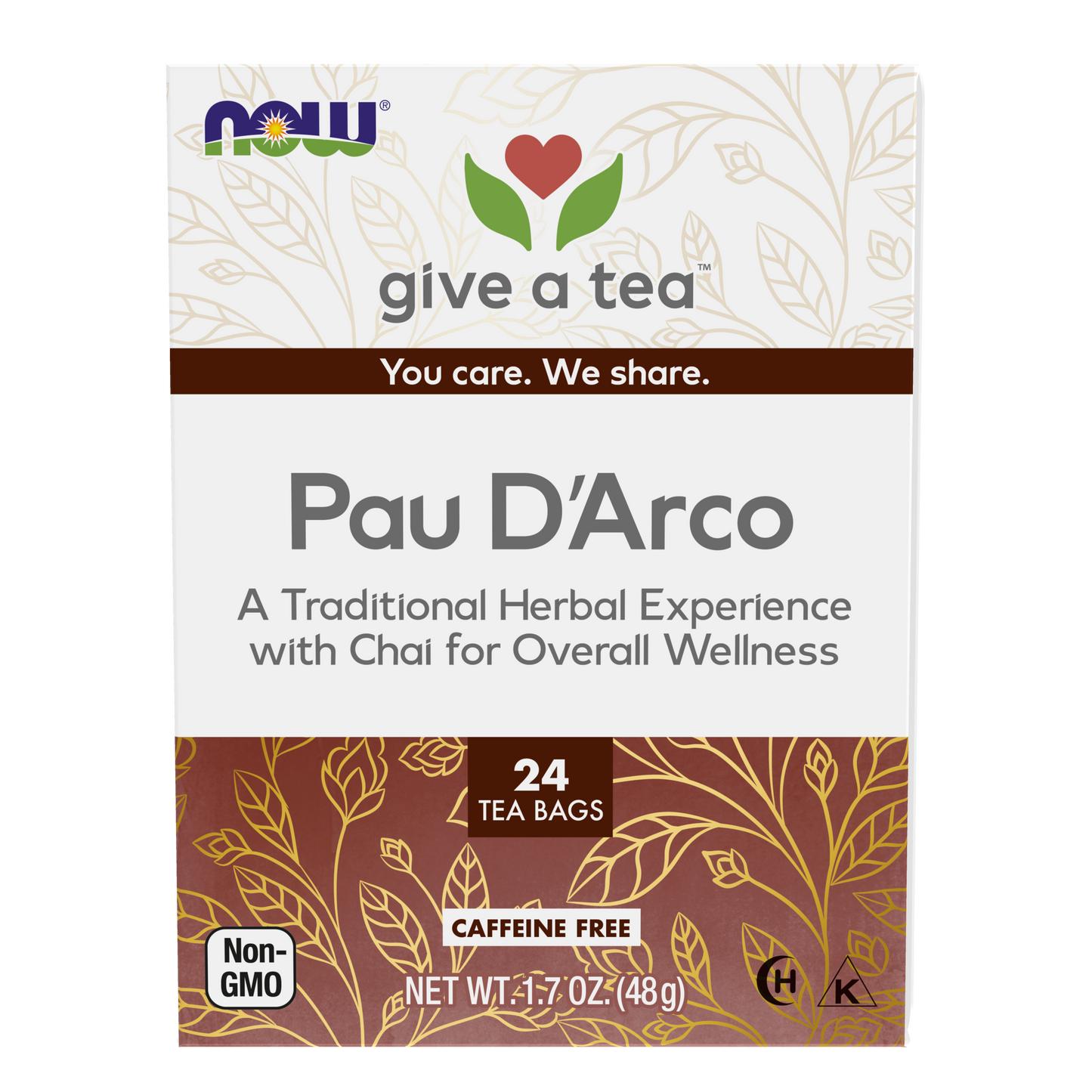 NOW Foods, Give a Tea® Pau D'Arco Traditional Overall Wellness Tea, 24 bags