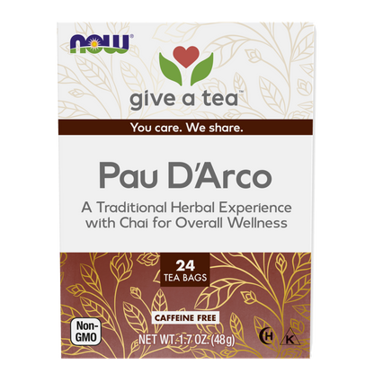 NOW Foods, Give a Tea® Pau D'Arco Traditional Overall Wellness Tea, 24 bags