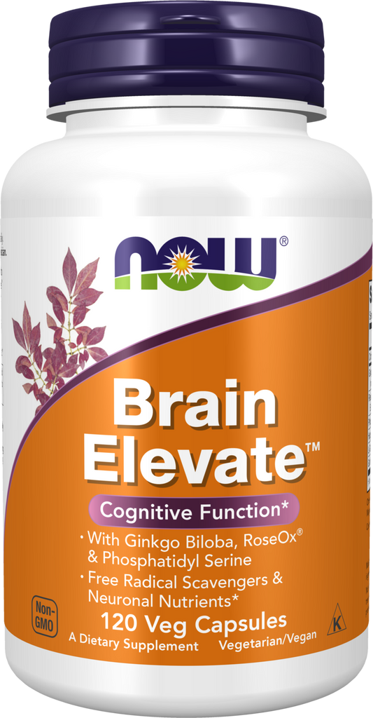NOW Supplements, Brain Elevate™, Ginkgo Biloba & RoseOx®, 120 Veg Caps
